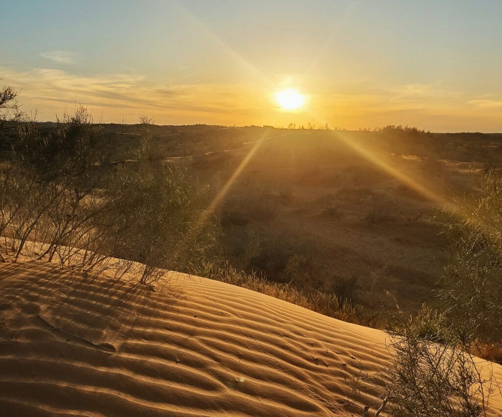 tramonto, dormire in una yurta in Uzbekistan